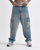 Jeans Baggy Cargo Azul