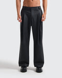 Pantalón Negro Wide Leg Leather Effect