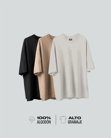 3 Camisetas Básicas Oversize  Earth Core