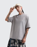 Camiseta Oversize Básica Gris Cemento