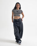 Crop Top Gris Acid Wash