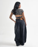 Crop Top Gris Acid Wash