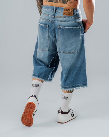 Bermuda Jorts Cargo Oversize Washed Blue