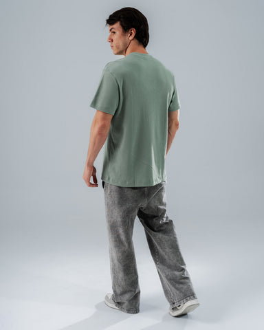 Camiseta Regular Para Hombre Verde Con Bordado D