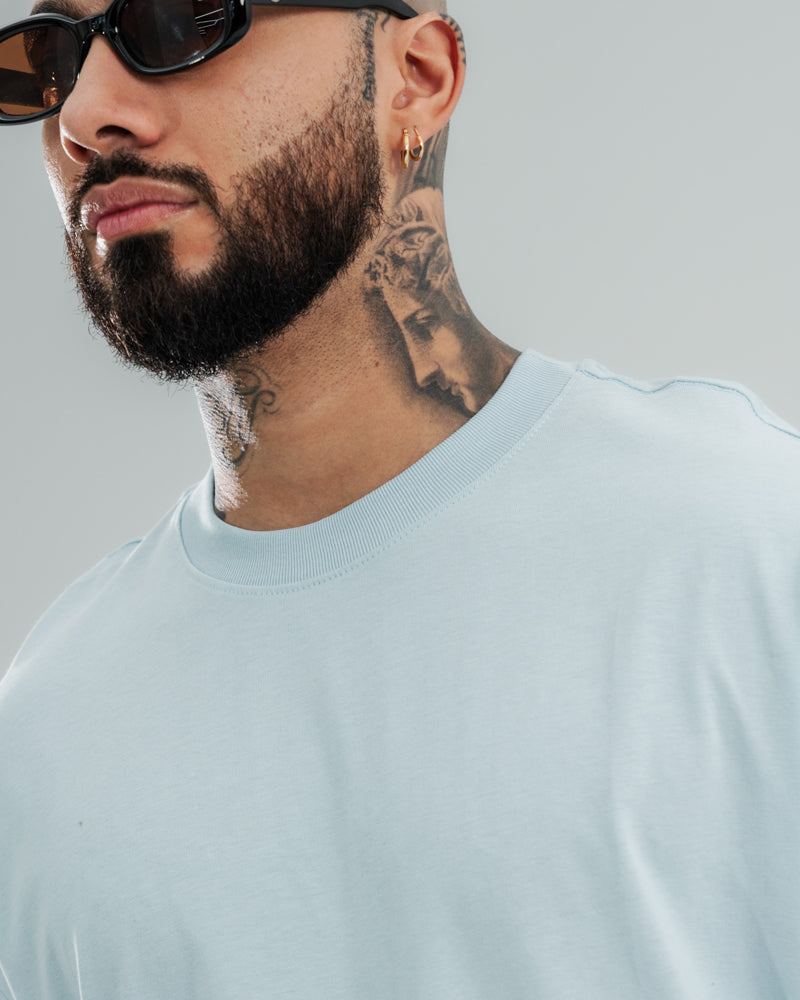 Camiseta Basica Oversize Azul Claro