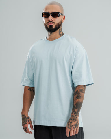 Camiseta Basica Oversize Azul Claro