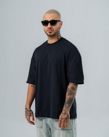 Camiseta Básica Oversize Azul Noche