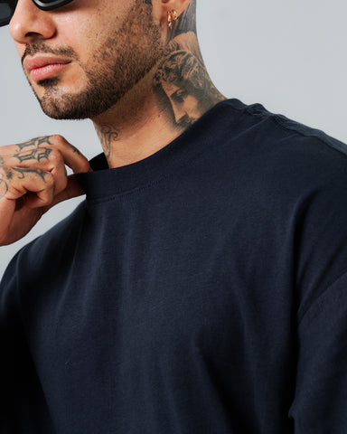 Camiseta Básica Oversize Azul Noche