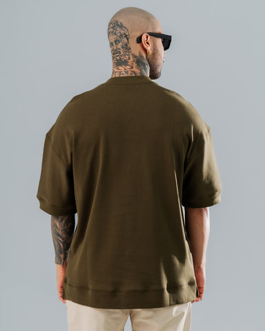 Camiseta Básica Oversize Verde Militar - 270 Gramos