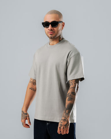 Camiseta Básica Relaxed Fit Gris-Cemento