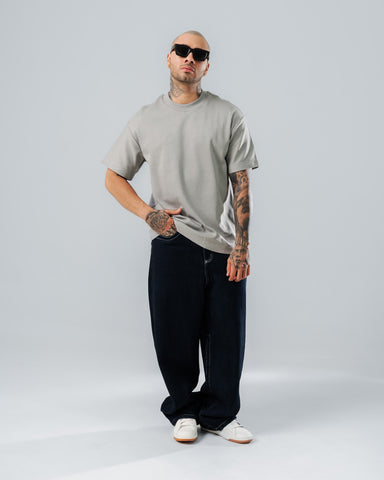 Camiseta Básica Relaxed Fit Gris-Cemento