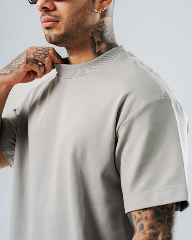 Camiseta Básica Relaxed Fit Gris-Cemento
