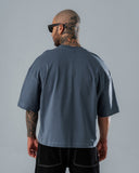 Camiseta Boxy Fit Básica Azul Rochoso
