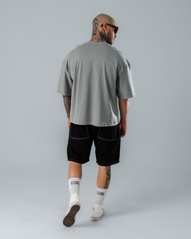Camiseta Boxy Fit Básica Gris Claro