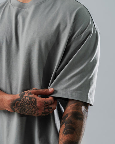 Camiseta Boxy Fit Básica Gris Claro