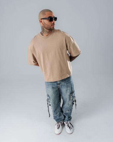 Camiseta Boxy Fit Básica Taupe