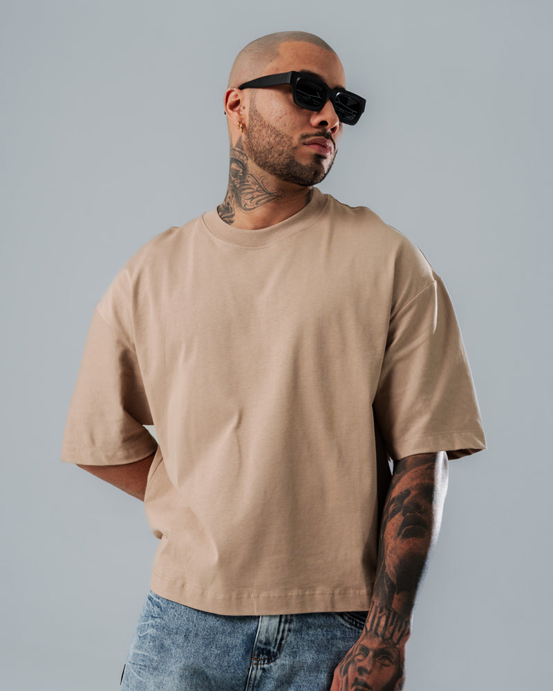 Camiseta Boxy Fit Básica Taupe