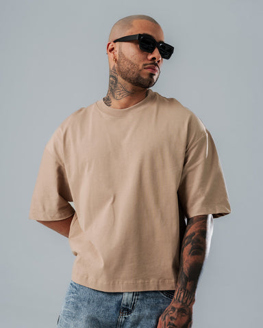 Camiseta Boxy Fit Básica Taupe