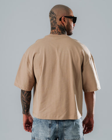 Camiseta Boxy Fit Básica Taupe