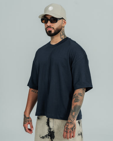 Camiseta Boxy Fit Básico Azul-Navy