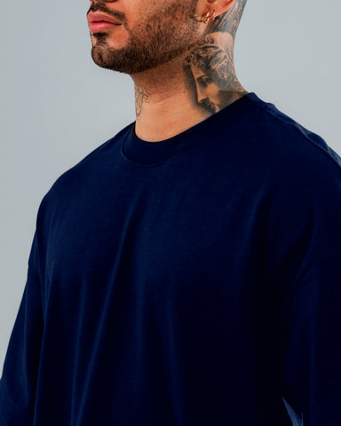 Camiseta Boxy Fit Básico Azul-Navy