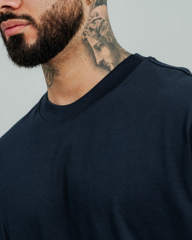 Camiseta Boxy Fit Básico Azul-Navy