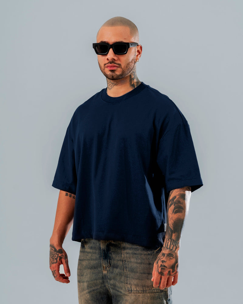 Camiseta Boxy Fit Básico Azul-Navy