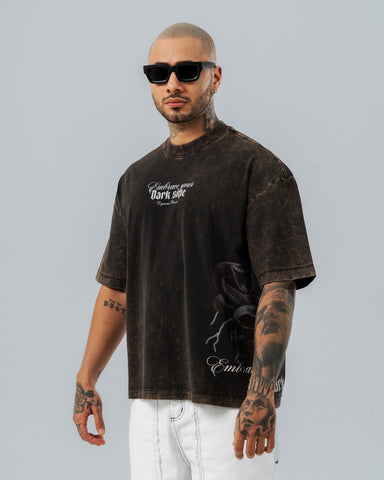 Camiseta Oversize Acid Wash Dark Side