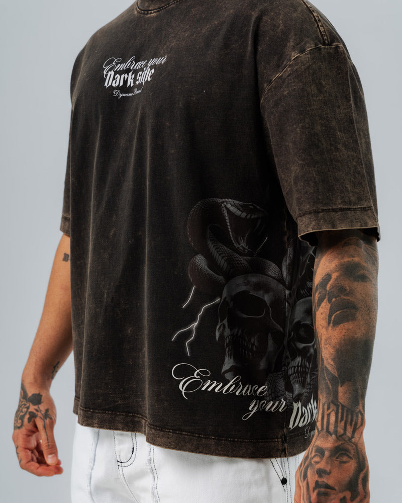 Camiseta Oversize Acid Wash Dark Side