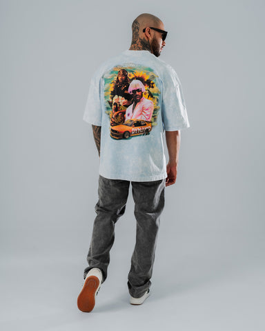 Camiseta Oversize Acid Wash Retro Icons