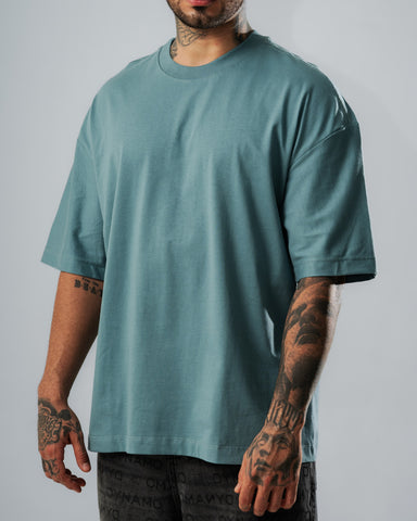 Camiseta Oversize Básica Azul Grisáceo