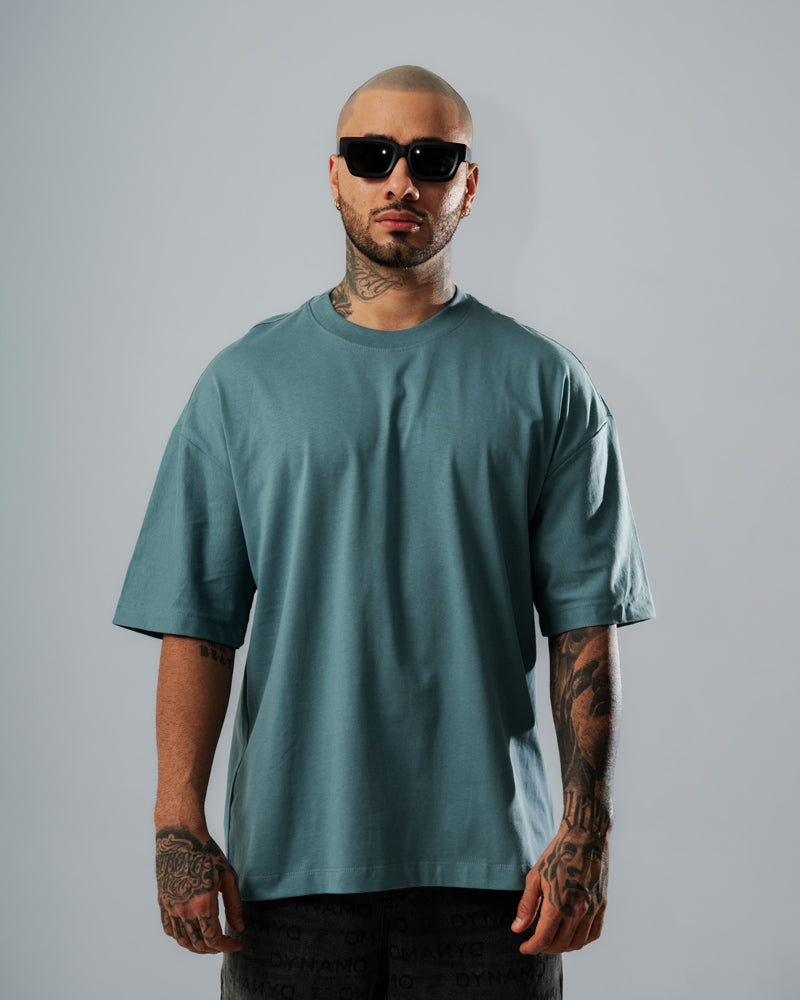 Camiseta Oversize Básica Azul Grisáceo