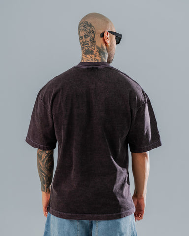 Camiseta Oversize Básica Lavanda Acid Wash