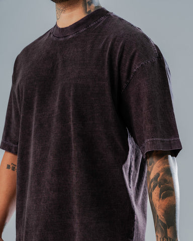 Camiseta Oversize Básica Lavanda Acid Wash