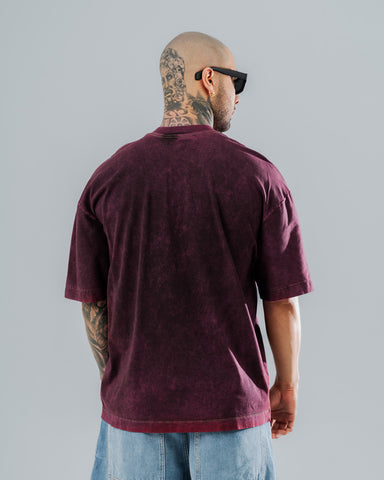 Camiseta Oversize Básica Morada Acid Wash