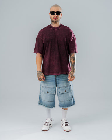 Camiseta Oversize Básica Morada Acid Wash