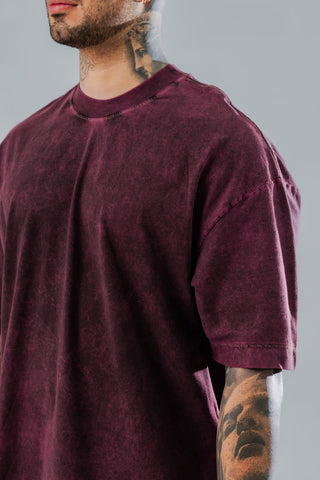 Camiseta Oversize Básica Morada Acid Wash