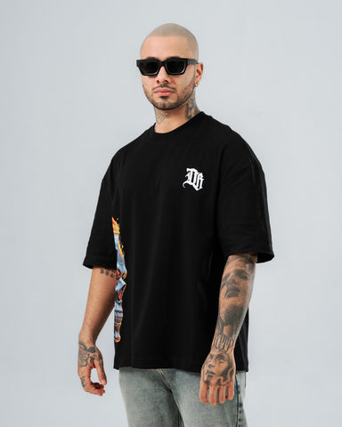 Camiseta Oversize Negro Fire Skull