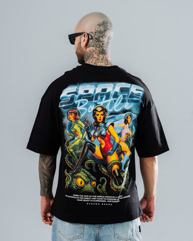 Camiseta Oversize Negro Space Battle
