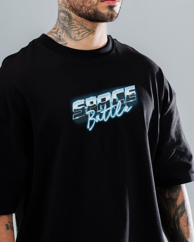 Camiseta Oversize Negro Space Battle