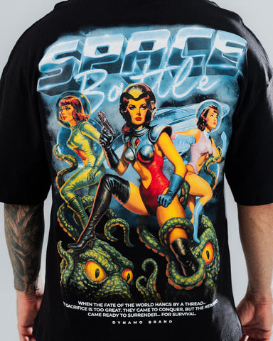 Camiseta Oversize Negro Space Battle