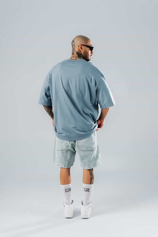 Camiseta Para Hombre Oversize Básica Gris Azulado
