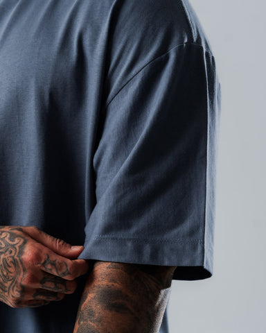 Camiseta Para Hombre Oversize Básica Azul Rochoso
