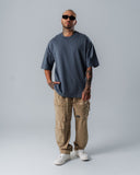 Camiseta Para Hombre Oversize Básica Azul Rochoso