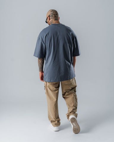 Camiseta Para Hombre Oversize Básica Azul Rochoso