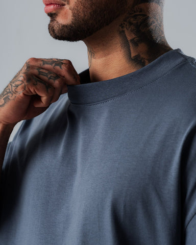 Camiseta Para Hombre Oversize Básica Azul Rochoso