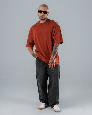 Camiseta Para Hombre Oversize Básica Café