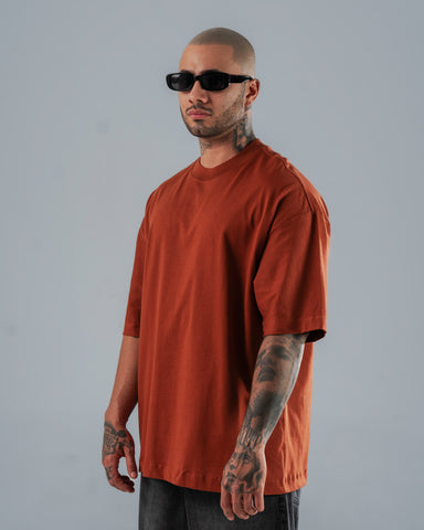 Camiseta Para Hombre Oversize Básica Café