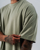 Camiseta Para Hombre Oversize Básica Verde Laurel