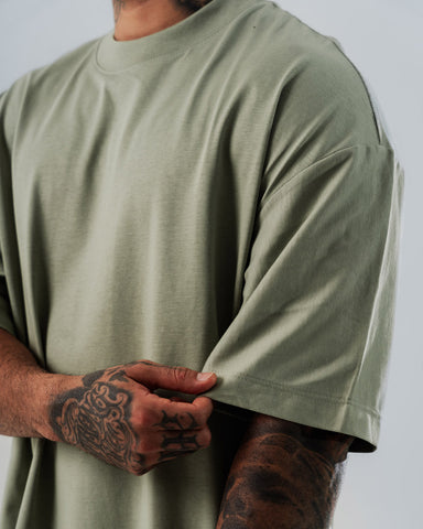 Camiseta Para Hombre Oversize Básica Verde Laurel